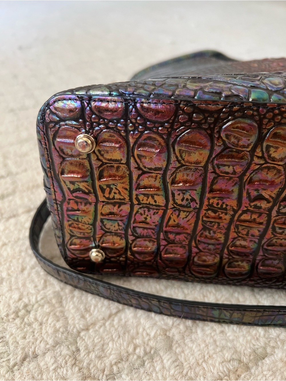 Brahmin Large Elaine Satchel Galaxy Melbourne Embossed Croc Leather Bag - Picture 7 of 13